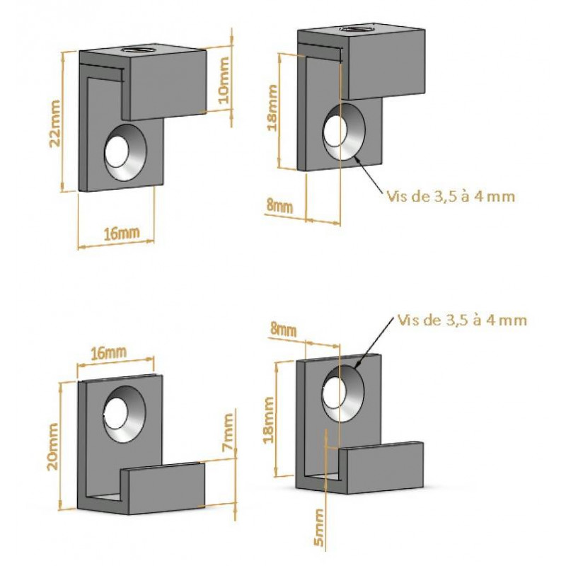 Fixation Pour Miroir En L Patte Glace Lqf